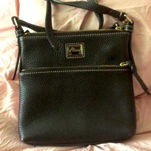 Dooney & Bourke Dillen Letter Carrier Crossbody in brown pebbled leather